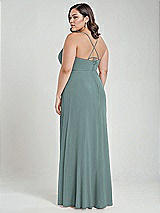 Alt View 3 Thumbnail - Icelandic Scoop Neck Convertible Tie-Strap Maxi Dress with Front Slit