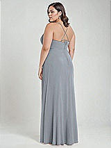 Alt View 3 Thumbnail - Platinum Scoop Neck Convertible Tie-Strap Maxi Dress with Front Slit