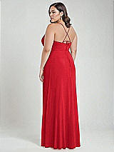 Alt View 3 Thumbnail - Parisian Red Scoop Neck Convertible Tie-Strap Maxi Dress with Front Slit