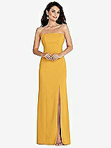 Front View Thumbnail - NYC Yellow Strapless Scoop Back Maxi Dress with Front Slit