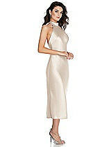 Side View Thumbnail - Oat Scarf Tie High-Neck Halter Midi Slip Dress