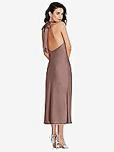 Rear View Thumbnail - Sienna Scarf Tie High-Neck Halter Midi Slip Dress