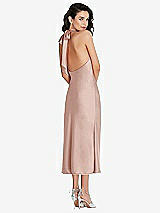 Rear View Thumbnail - Toasted Sugar Scarf Tie High-Neck Halter Midi Slip Dress