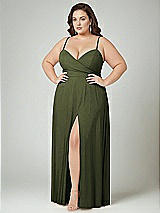 Alt View 2 Thumbnail - Olive Green Adjustable Strap Wrap Bodice Maxi Dress with Front Slit 