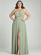 Alt View 1 Thumbnail - Sage Adjustable Strap Wrap Bodice Maxi Dress with Front Slit 