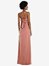 Alt View 2 Thumbnail - Desert Rose Draped Satin Grecian Column Gown with Convertible Straps