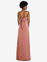 Alt View 3 Thumbnail - Desert Rose Draped Satin Grecian Column Gown with Convertible Straps