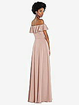 Rear View Thumbnail - Toasted Sugar Straight-Neck Ruffled Off-the-Shoulder Satin Maxi Dress