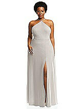 Alt View 1 Thumbnail - Oyster Diamond Halter Maxi Dress with Adjustable Straps