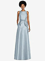 Front View Thumbnail - Mist Jewel-Neck V-Back Maxi Dress with Mini Sash