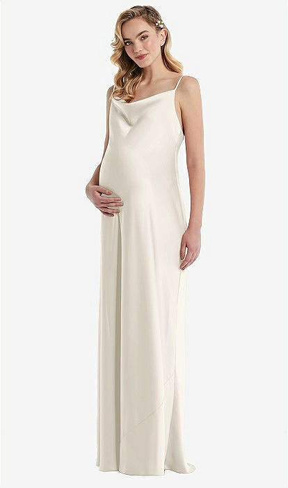 Cowl neck Tie strap Maternity Slip Bridesmaid Dress In Ivory The Dessy Group