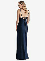 Rear View Thumbnail - Midnight Navy Cowl-Neck Tie-Strap Maternity Slip Dress