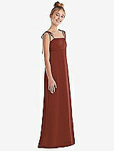 Side View Thumbnail - Auburn Moon Tie Shoulder Empire Waist Junior Bridesmaid Dress