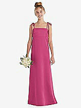 Front View Thumbnail - Tea Rose Tie Shoulder Empire Waist Junior Bridesmaid Dress