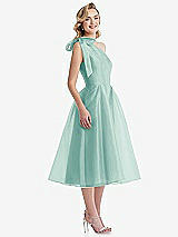 Side View Thumbnail - Coastal Scarf-Tie One-Shoulder Organdy Midi Dress 