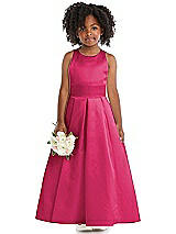 Front View Thumbnail - Posie Sleeveless Pleated Skirt Satin Flower Girl Dress