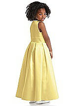 Rear View Thumbnail - Sunflower Sleeveless Pleated Skirt Satin Flower Girl Dress