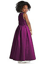 Rear View Thumbnail - Wild Berry Sleeveless Pleated Skirt Satin Flower Girl Dress