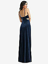 Rear View Thumbnail - Midnight Navy Spaghetti Strap Cutout Midriff Velvet Maxi Dress