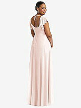 Rear View Thumbnail - Blush Flutter Sleeve Scoop Open-Back Chiffon Maxi Dress