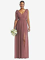 Alt View 1 Thumbnail - Rosewood Plunge Neckline Bow Shoulder Empire Waist Chiffon Maxi Dress