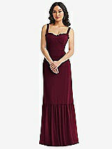 Alt View 1 Thumbnail - Cabernet Tie-Shoulder Bustier Bodice Ruffle-Hem Maxi Dress