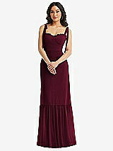 Alt View 2 Thumbnail - Cabernet Tie-Shoulder Bustier Bodice Ruffle-Hem Maxi Dress