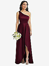 Alt View 1 Thumbnail - Cabernet One-Shoulder High Low Maxi Dress with Pockets