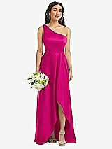 Alt View 1 Thumbnail - Think Pink One-Shoulder High Low Maxi Dress with Pockets