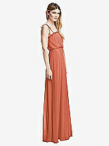 Side View Thumbnail - Terracotta Copper Skinny Tie-Shoulder Ruffle-Trimmed Blouson Maxi Dress