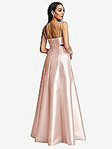 Rear View Thumbnail - Blush Open Neckline Cutout Satin Twill A-Line Gown with Pockets