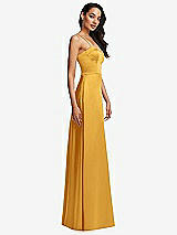 Side View Thumbnail - NYC Yellow Bustier A-Line Maxi Dress with Adjustable Spaghetti Straps