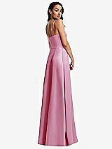 Rear View Thumbnail - Powder Pink Bustier A-Line Maxi Dress with Adjustable Spaghetti Straps