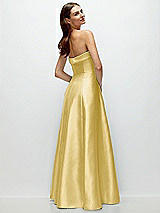 Side View Thumbnail - Maize Strapless Bias Cuff Bodice Satin Gown with Pockets