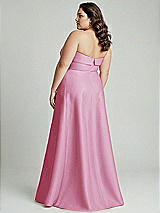 Alt View 2 Thumbnail - Powder Pink Strapless Bias Cuff Bodice Satin Gown with Pockets