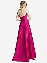 Alt View 4 Thumbnail - Think Pink Strapless Bias Cuff Bodice Satin Gown with Pockets