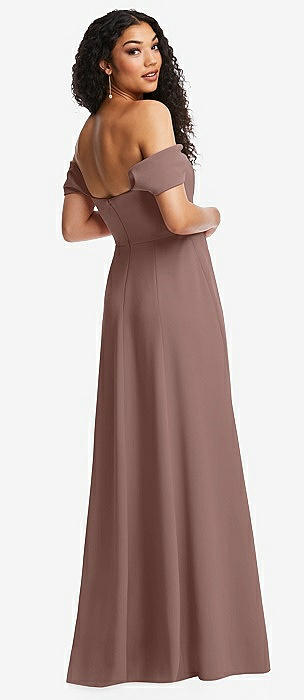 Brown Off The Shoulder Bridesmaid Dresses