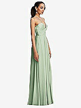 Side View Thumbnail - Celadon Plunging V-Neck Criss Cross Strap Back Maxi Dress