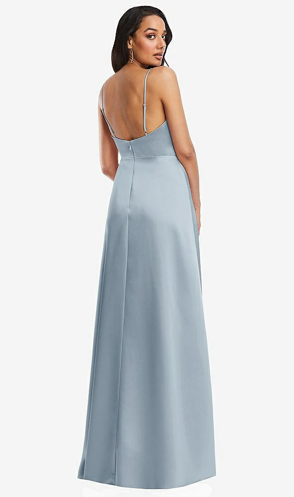 Back View - Mist Adjustable Strap A-Line Faux Wrap Maxi Dress