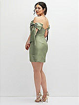 Alt View 4 Thumbnail - Sage Satin Off-the-Shoulder Bow Corset Fit and Flare Mini Dress