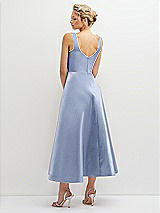 Square Neck Satin Midi Bridesmaid Dress With Full Skirt Pockets In Sky Blue The Dessy Group