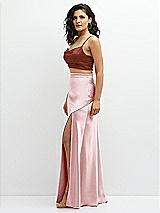 Side View Thumbnail - Auburn Moon Satin Mix-and-Match Draped Midriff Top