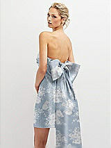 Alt View 1 Thumbnail - Porcelain Blue Seraphina Floral Floral Strapless Satin Column Mini Dress with Oversized Bow