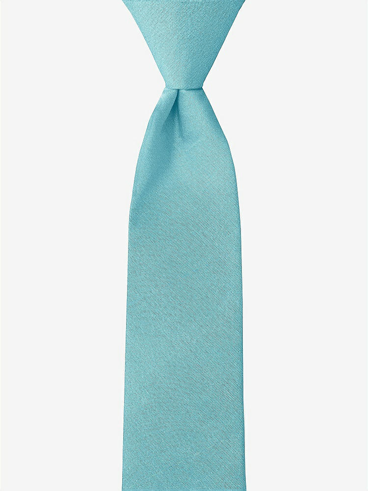 Front View - Aquamarine Peau de Soie Boy's 14" Zip Necktie by After Six