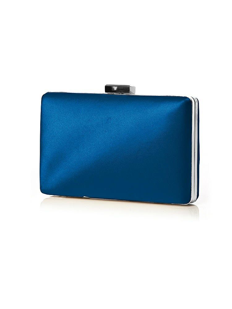 Front View - Cerulean Matte Satin Pill Box Clutch