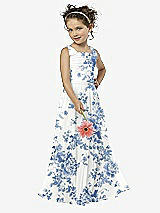 Front View Thumbnail - Cottage Rose Dusk Blue Flower Girl Style FL4033