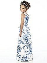 Rear View Thumbnail - Cottage Rose Dusk Blue Flower Girl Style FL4033