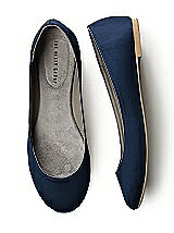 Front View Thumbnail - Midnight Navy Simple Satin Ballet Wedding Flats