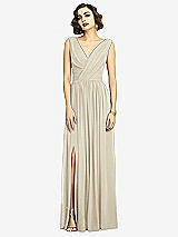 Alt View 3 Thumbnail - Champagne Sleeveless Draped Chiffon Maxi Dress with Front Slit