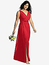 Alt View 4 Thumbnail - Parisian Red Sleeveless Draped Chiffon Maxi Dress with Front Slit